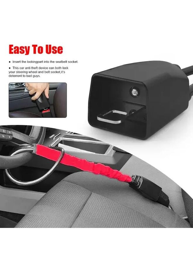 Heavy Duty Car Steering Wheel Lock Black Anti Theft Buckle with Steel Cable for Trucks SUVs RVs - Image 3